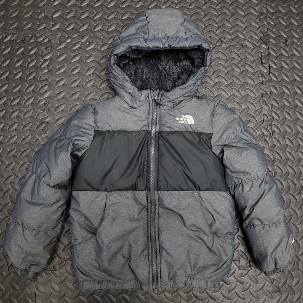 The North Face Toddler 6T 550 Down Puffer Jacket Gray Sherpa Hood Gorpcore
